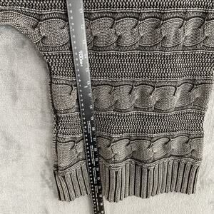 Nine West Small Chunky Cable Knit Cowl Neck Y2K Short Sleeve Sweater